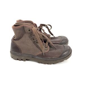 Palladium Hi Top Lace Up Canvas Sneakers Size 7 Mens Dark Brown Casual Shoes